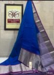 Regal Royal Blue Soft Silk Saree with Elegant Silver Zari Border & Pallu