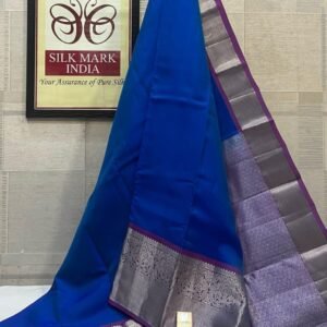 Regal Royal Blue Soft Silk Saree with Elegant Silver Zari Border & Pallu
