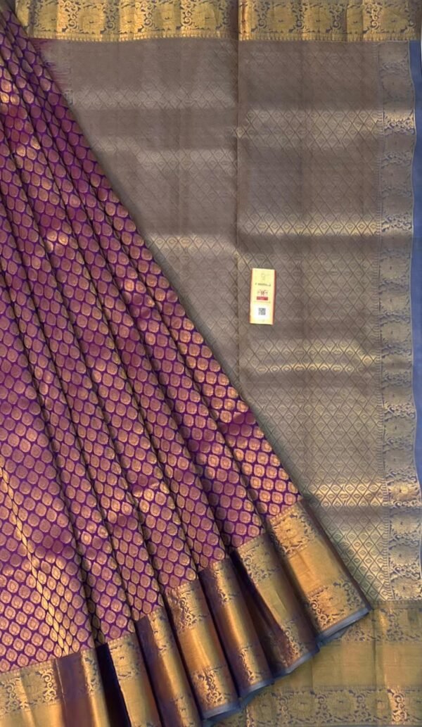 Royal Purple & Magenta Dual-Tone Pure Silk Saree with Rich Gold Zari Borders
