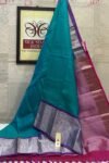 Exquisite Teal Rama Blue Soft Silk Saree with Magenta Pink Silver Zari Border & Pallu