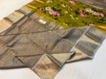 Metallic Antique Gold Zari Woven Saree with Contrast Olive Floral Digital Print Pallu