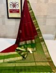 Elegant Maroon & Parrot Green Gold Zari Woven Traditional Silk Saree
