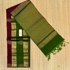 Elegant Maroon & Parrot Green Gold Zari Woven Traditional Silk Saree