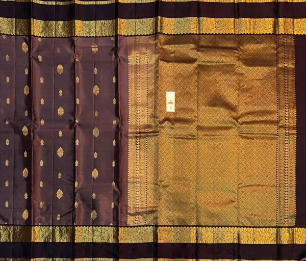 Elegant Coffee Brown Gold Zari Woven Traditional Silk Saree with Rich Brocade Pallu