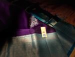 Royal Purple and Turquoise Blue Soft Silk Saree with Silver Zari Peacock Motifs and Rich Woven Pallu