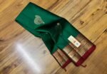 Emerald Green Silk Saree with Maroon Pallu and Rich Gold Zari Border
