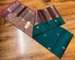 Luxurious Teal Green & Mauve Purple Soft Silk Saree with Heavy Gold Zari Weave