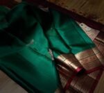 Emerald Green Silk Saree with Maroon Pallu and Rich Gold Zari Border
