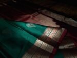 Emerald Green Silk Saree with Maroon Pallu and Rich Gold Zari Border